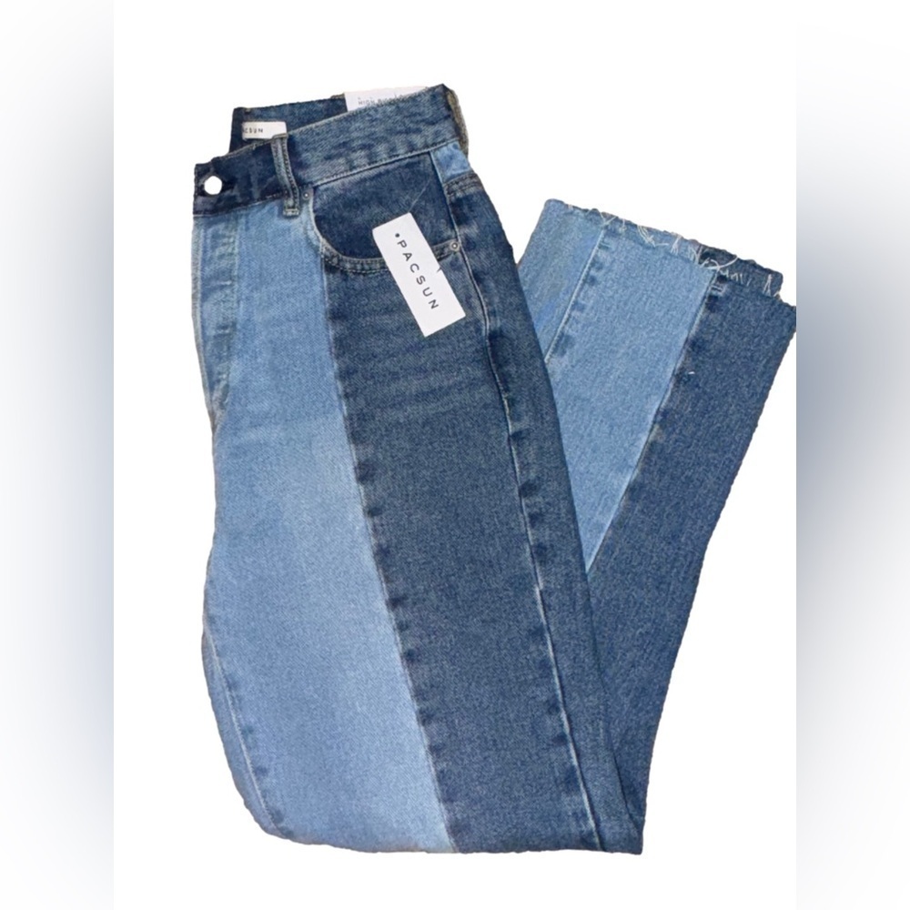 Pacsun NEW High Rise Straight Leg Two Tone Jeans Size 27 - Picture 5 of 6